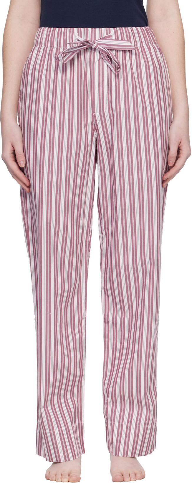 Pink & Off-White Poplin Pyjama Pants by TEKLA