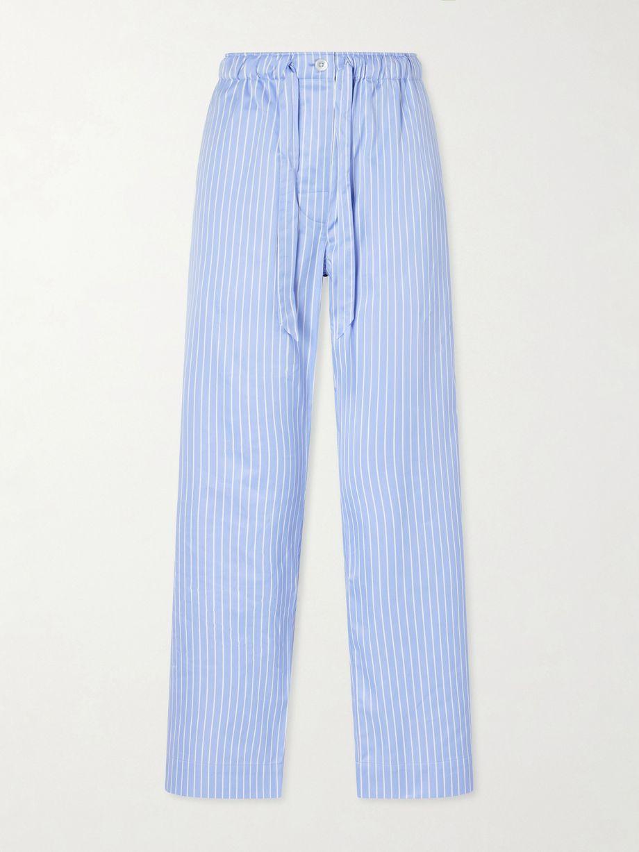 Sateen striped cotton-poplin pajama pants by TEKLA