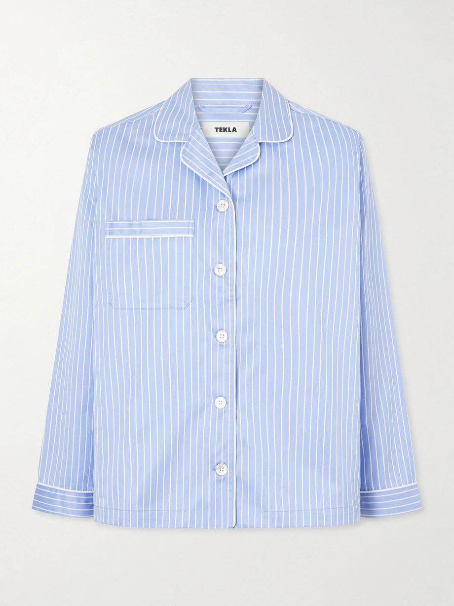 Sateen striped organic cotton pajama shirt by TEKLA
