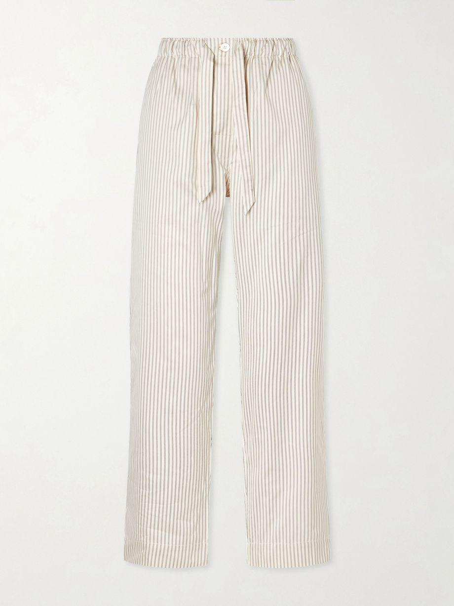 Sateen striped organic cotton-poplin pajama pants by TEKLA