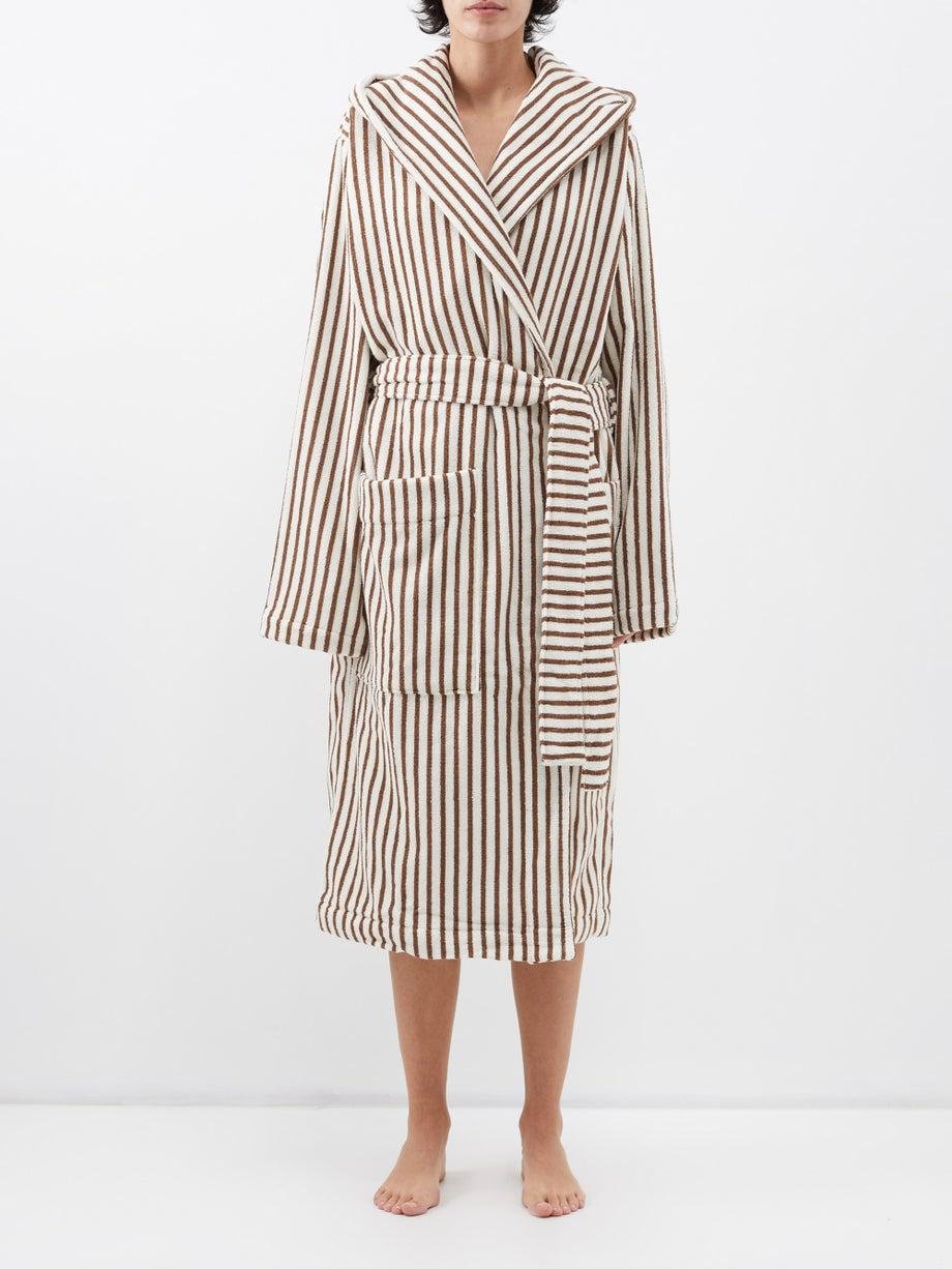 Striped cotton-terry bathrobe by TEKLA