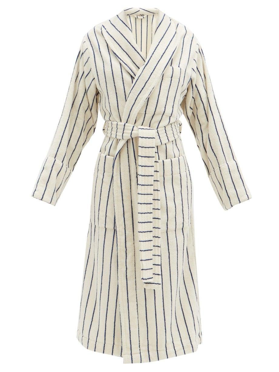 Striped cotton-terry bathrobe by TEKLA