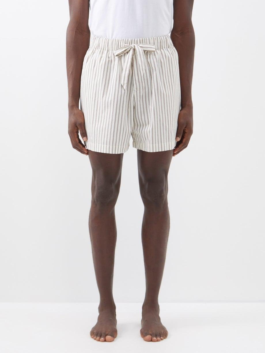 Striped organic-cotton pyjama shorts by TEKLA