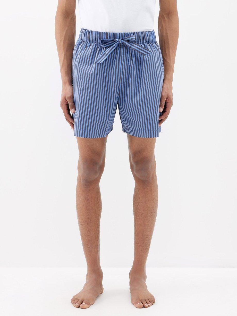 Striped organic-cotton pyjama shorts by TEKLA
