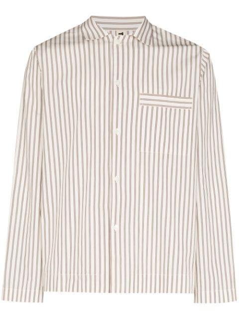 striped organic cotton pajama shirt by TEKLA