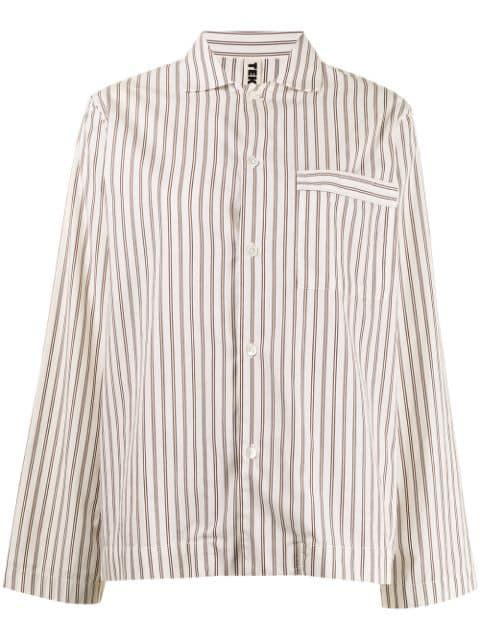striped poplin pajama shirt by TEKLA