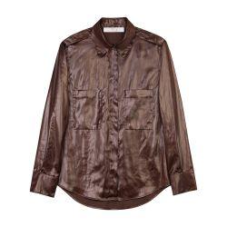 Cacao taffeta leather-look shirt by TELA