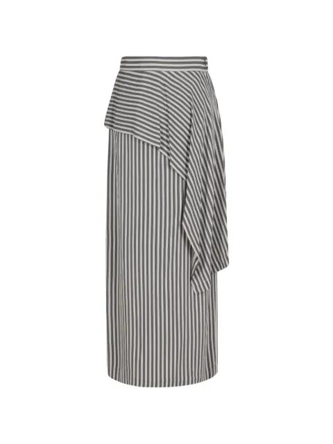 Tilda striped ruffled midi skirt by TELA
