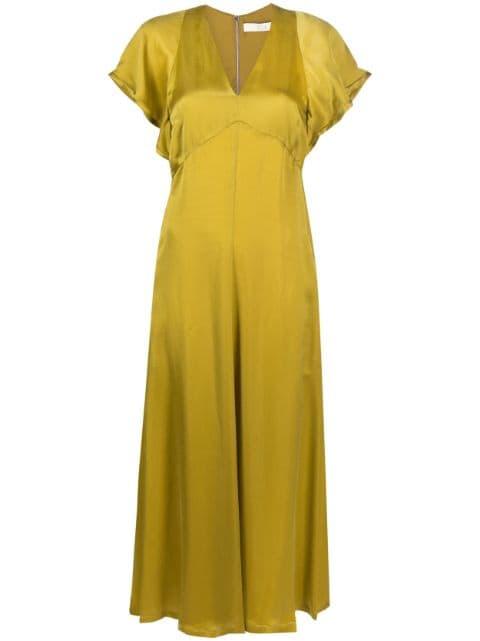 V-neck satin-finish dress by TELA