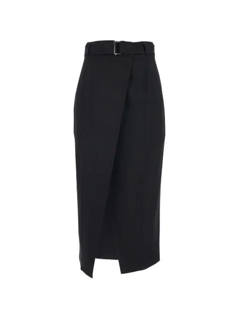 belted wrap midi skirt by TELA