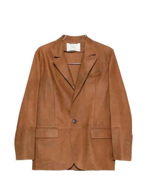 notched-lapel leather blazer by TELA