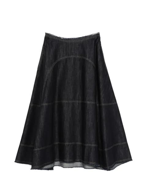 raw-edge panelled midi skirt by TELA