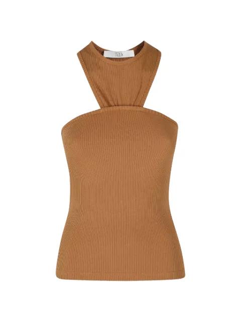 ribbed-knit halterneck top by TELA