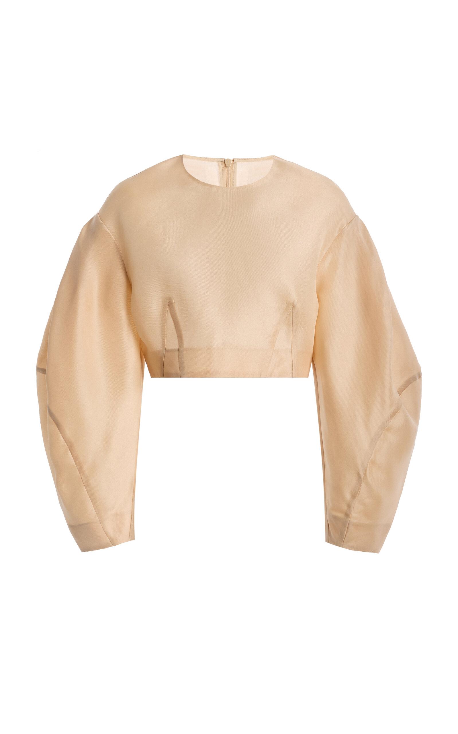 Temily Power Puff Silk Gazar Crop Top - Moda Operandi by TEMILY