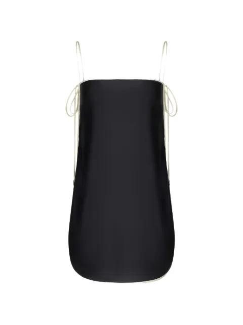 contrast-trim spaghetti-strap mini dress by TEMILY