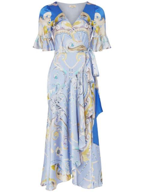 Carline-print wrap dress by TEMPERLEY LONDON