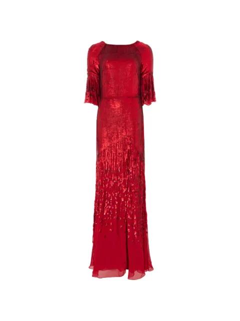Celestial sequin-embellished flared-sleeve maxi dress by TEMPERLEY LONDON