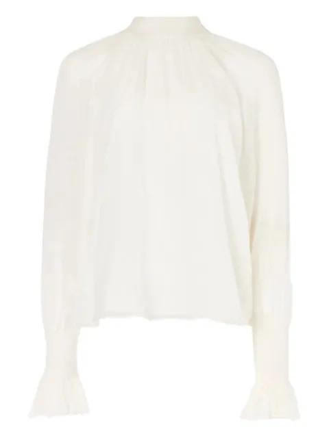 Quintette high-neck ruffled-cuff blouse by TEMPERLEY LONDON
