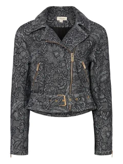 floral-print belted biker jacket by TEMPERLEY LONDON