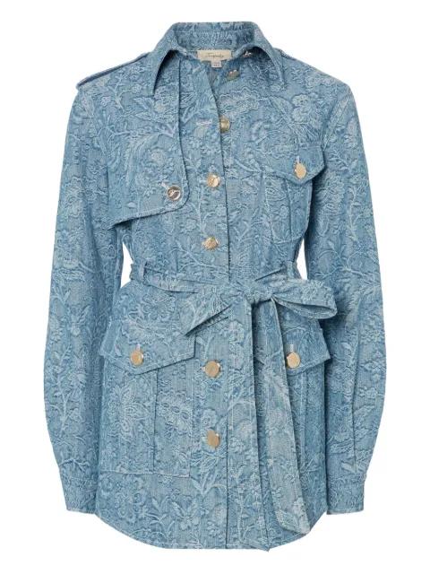 floral-print belted denim jacket by TEMPERLEY LONDON
