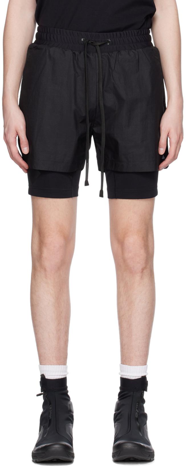 Black Layered Track Shorts by TEMPLA