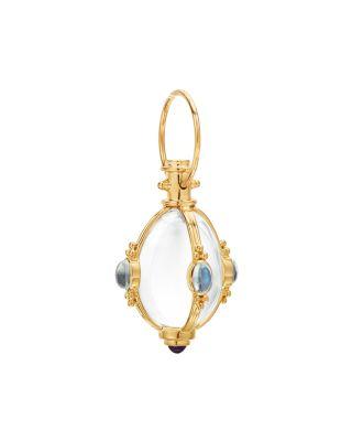 18K Yellow Gold Classic Cabochon Amulet with Oval Rock Crystal by TEMPLE ST. CLAIR