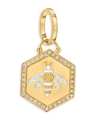 18K Yellow Gold Diamond Bee Pendant by TEMPLE ST. CLAIR