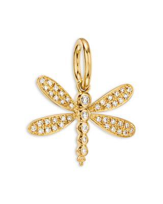 18K Yellow Gold FJ Diamond Dragonfly Pendant by TEMPLE ST. CLAIR