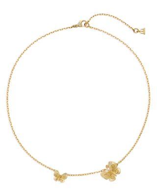 18K Yellow Gold FJ Diamond Two Butterfly Pendant Necklace by TEMPLE ST. CLAIR