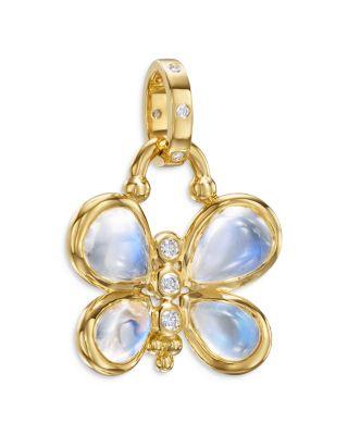 18K Yellow Gold Luna Butterfly Diamond & Blue Moonstone Pendant by TEMPLE ST. CLAIR