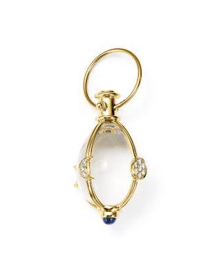 18K Yellow Gold Lunar Phase Amulet with Blue Sapphire and Diamond by TEMPLE ST. CLAIR