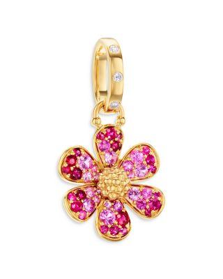 18K Yellow Gold Multi-Gemstone & Diamond Flower Power Pendant by TEMPLE ST. CLAIR