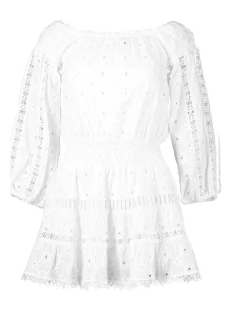 Platani eyelet embroidered smock mini dress by TEMPTATION POSITANO