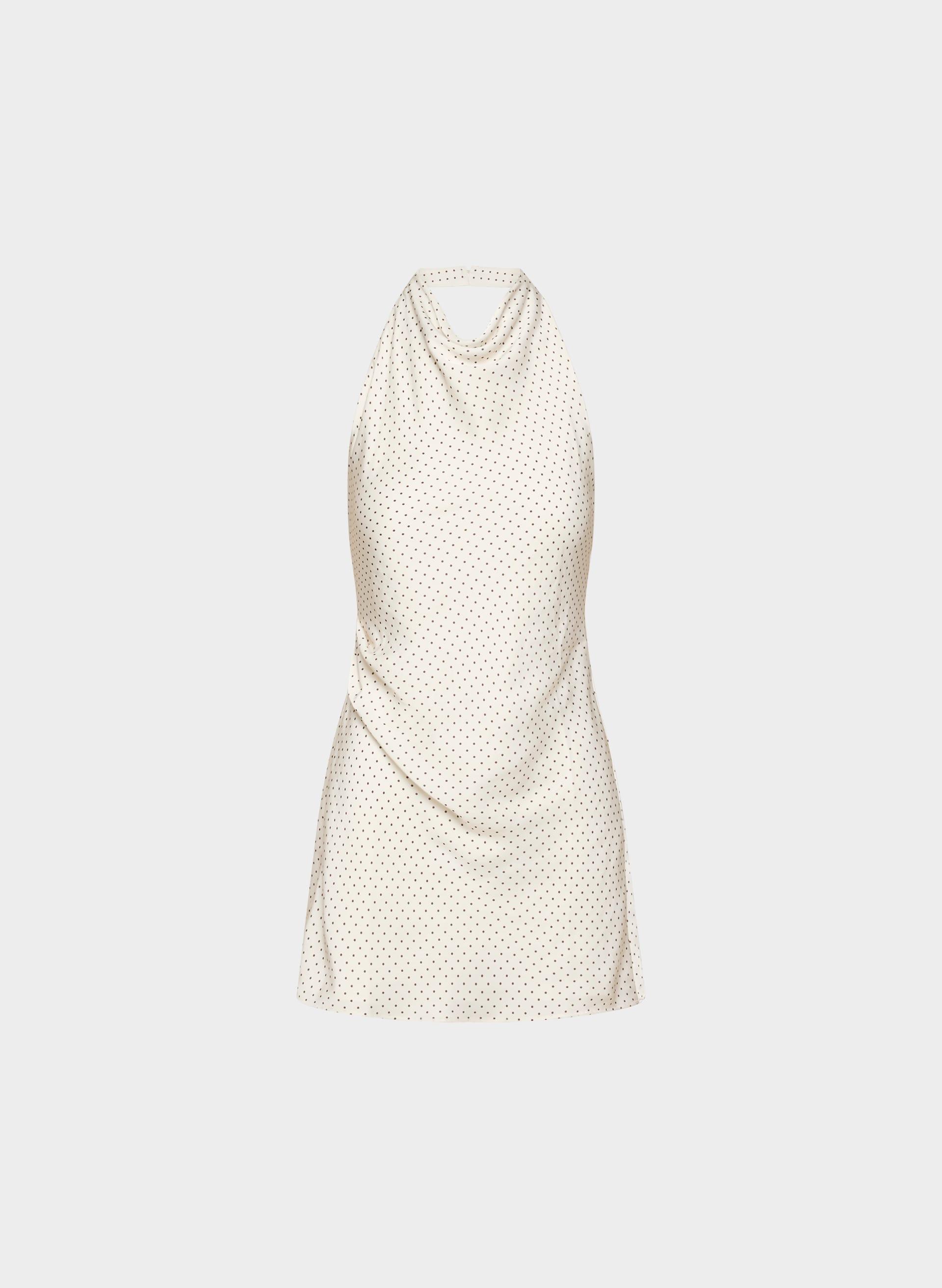 AUDIENCE SATIN MINI HALTER DRESS by TEN