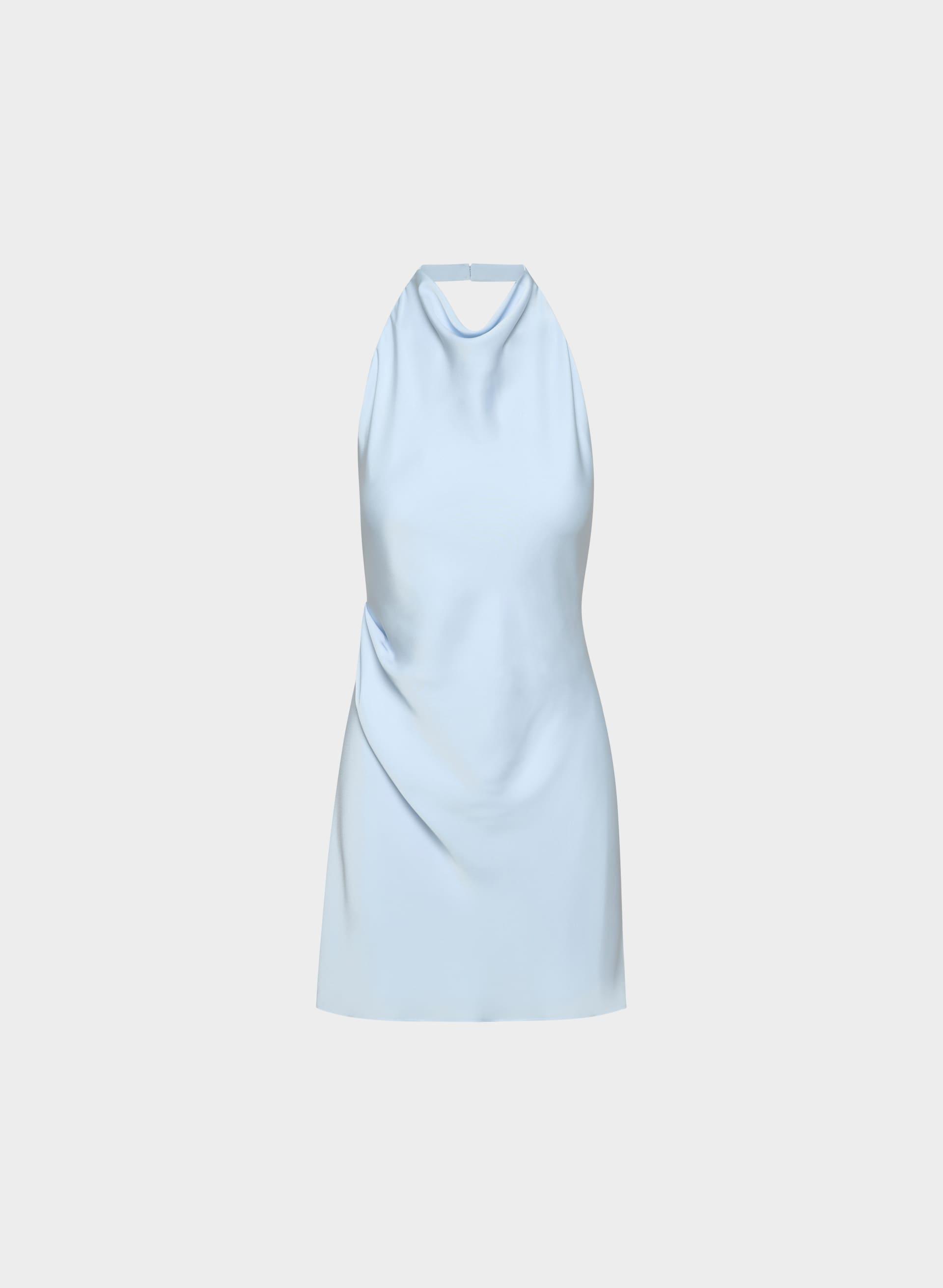AUDIENCE SATIN MINI HALTER DRESS by TEN