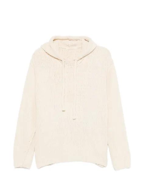 ribbed-knit drawstring hoodie by TEN C