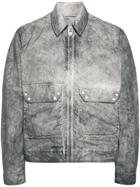 zip-up distressed-effect shirt jacket by TEN C