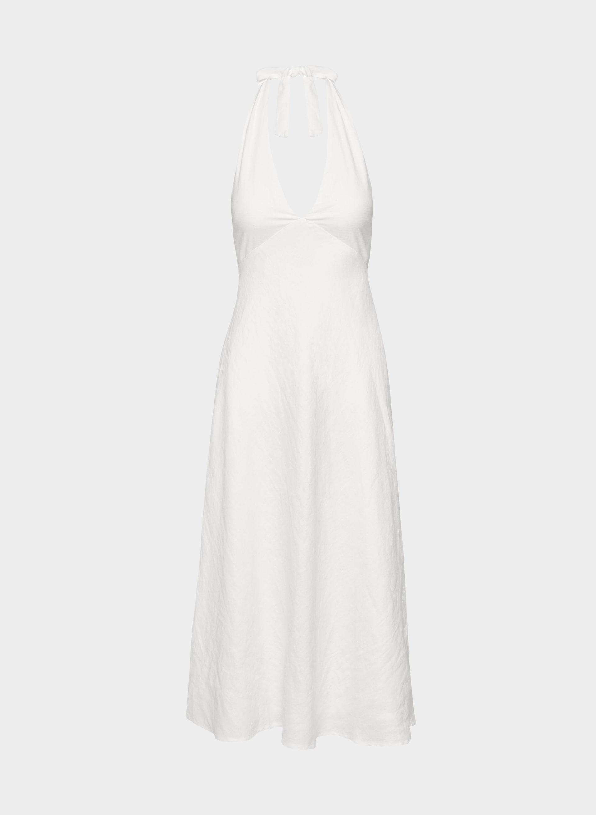 NIGHTSCAPE LINEN HALTER DRESS by TEN