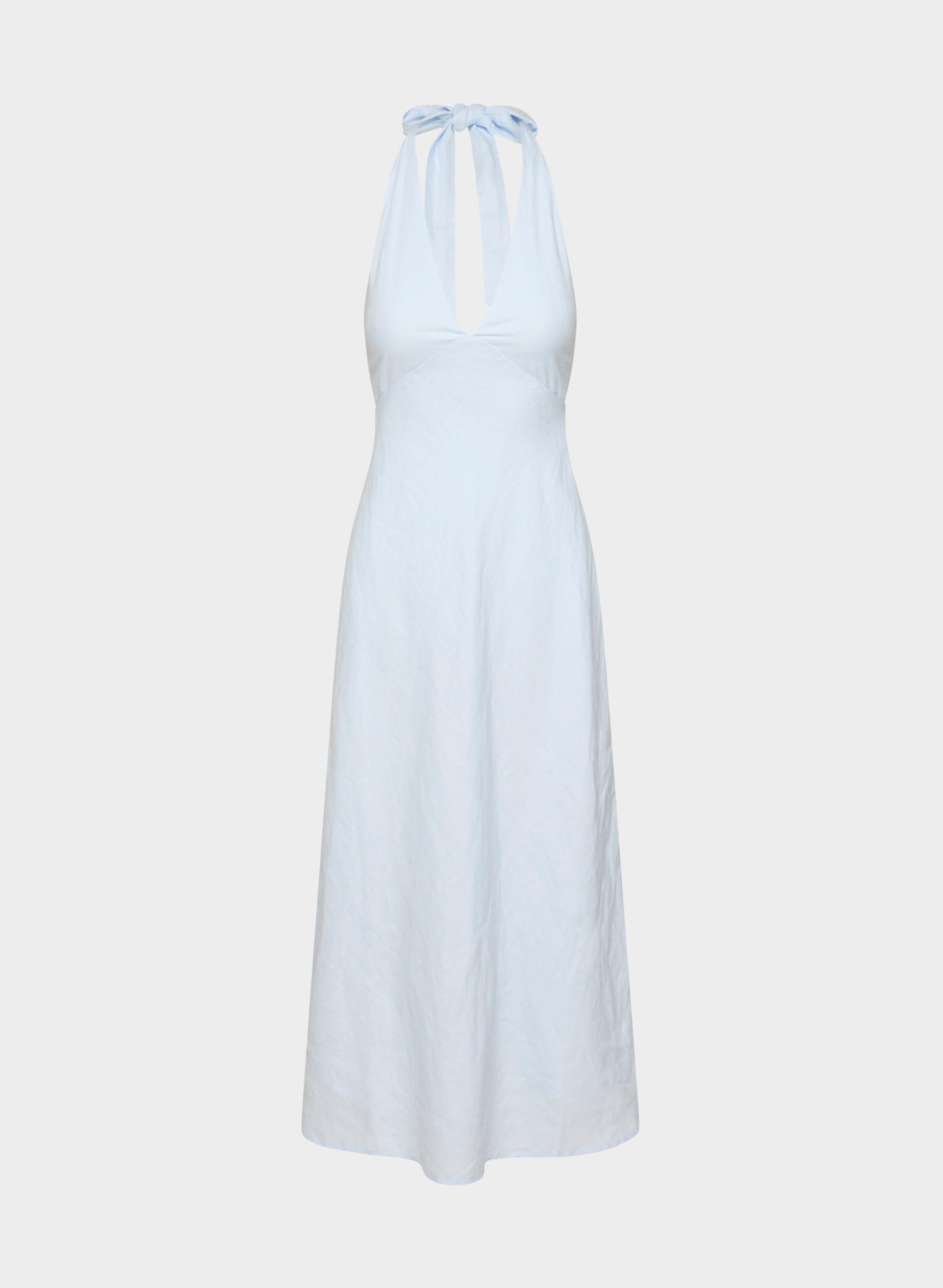 NIGHTSCAPE LINEN HALTER DRESS by TEN