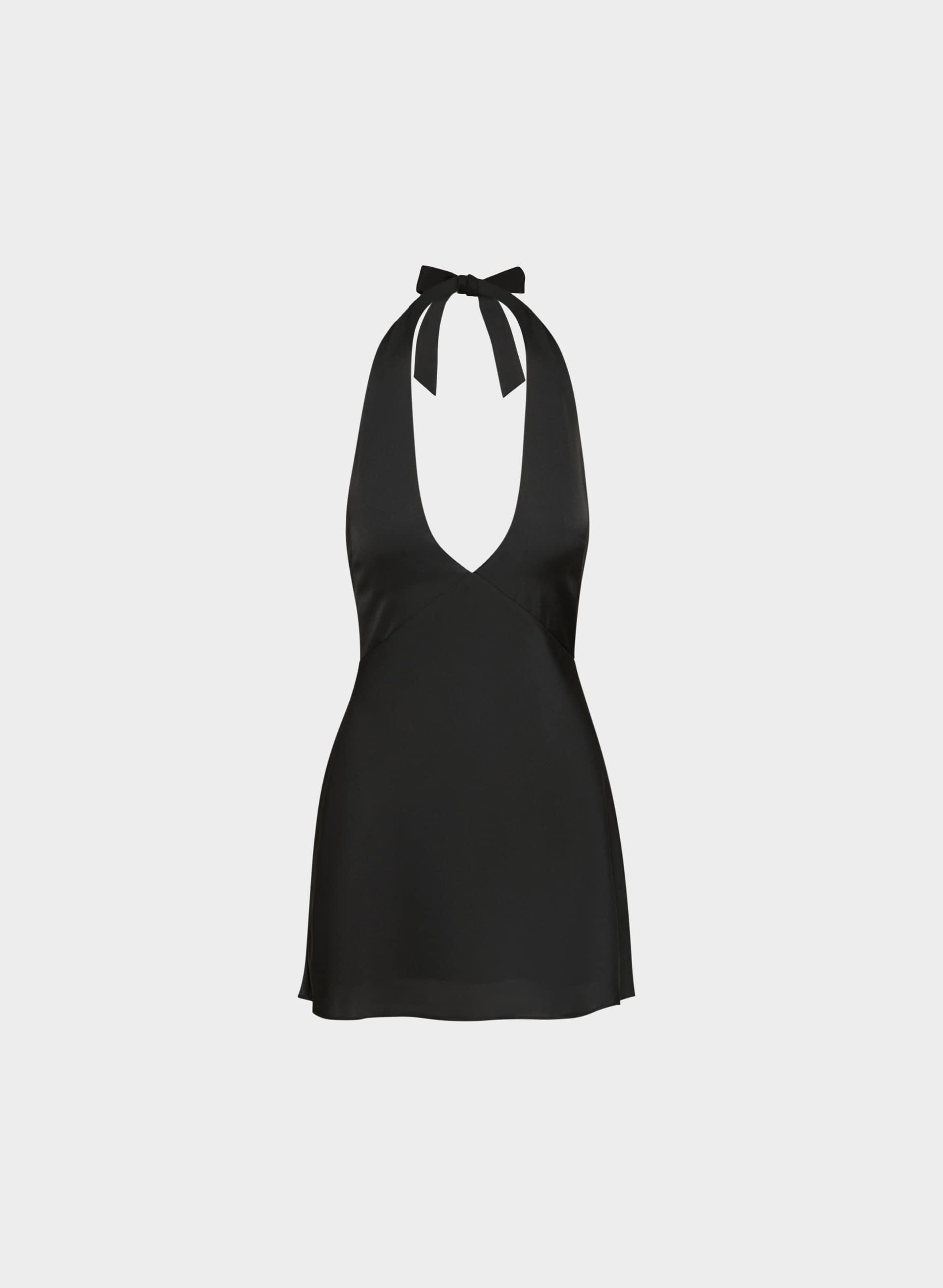 NIGHTSCAPE SATIN HALTER MICRO DRESS by TEN