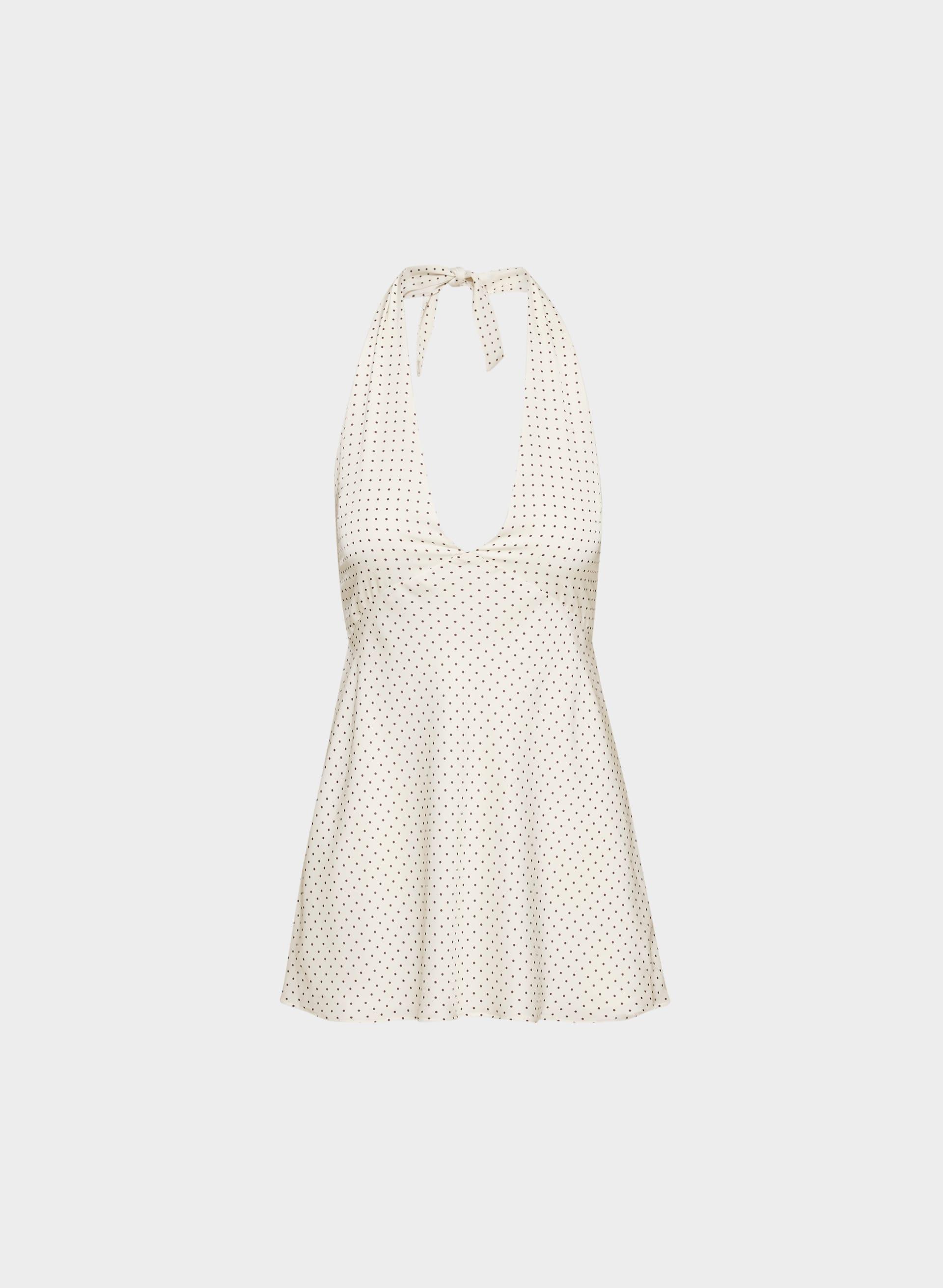 NIGHTSCAPE SATIN HALTER MICRO DRESS by TEN