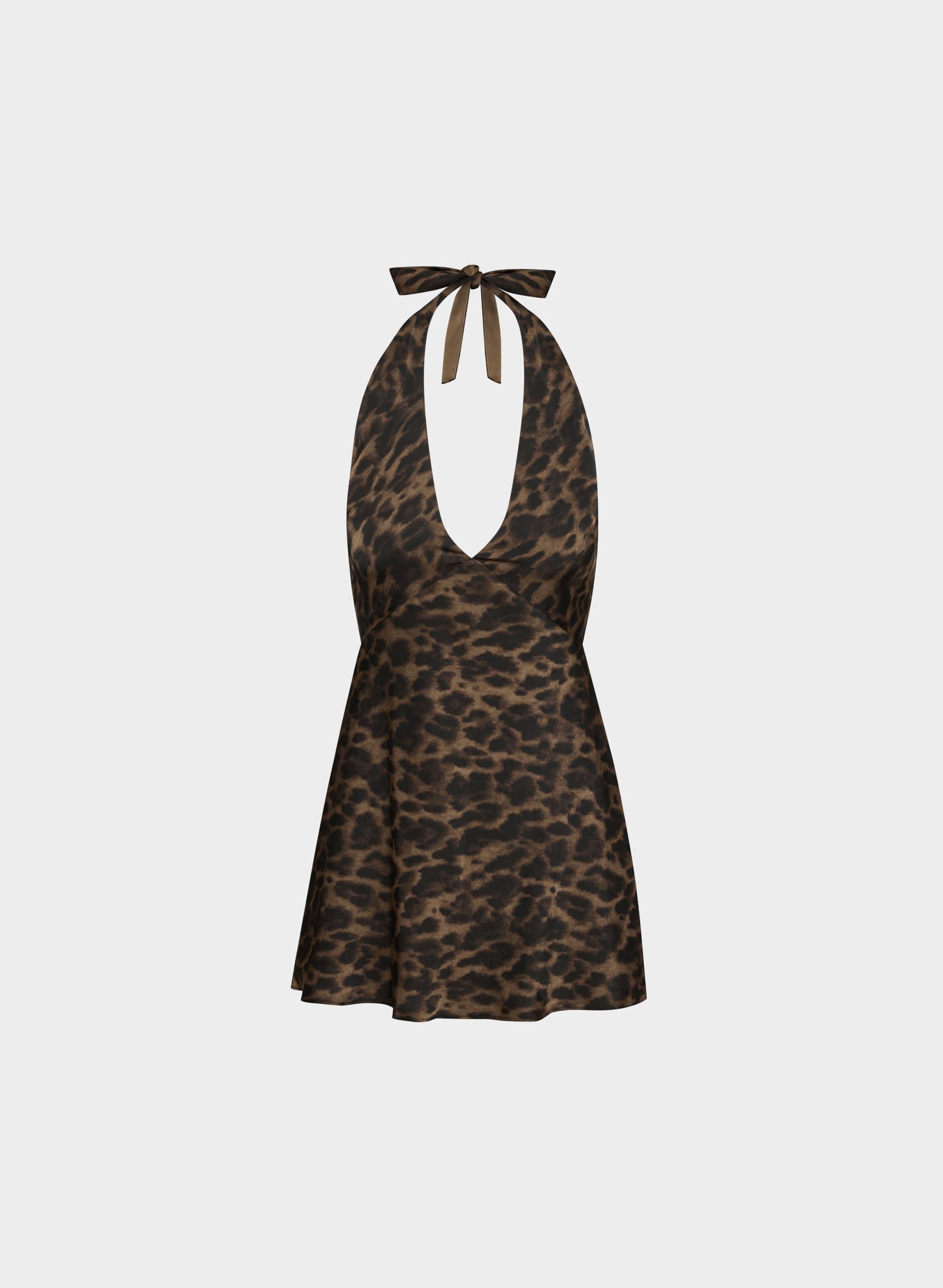 NIGHTSCAPE SATIN HALTER MICRO DRESS by TEN