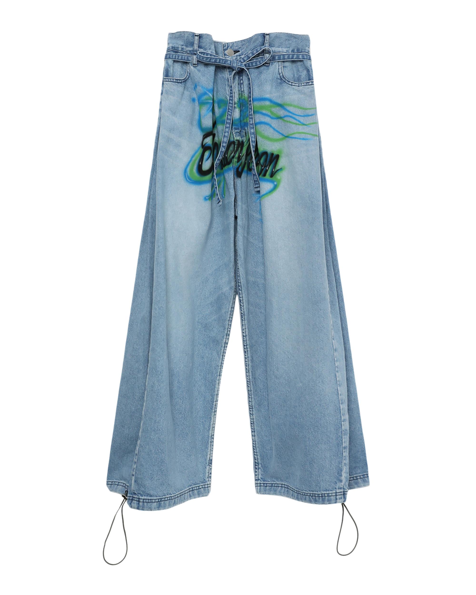 Printed self tied jeans by TENDER PERSON