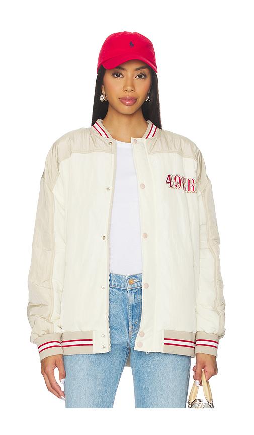 Terez x REVOLVE 49ers Double Yoke Bomber in Cream by TEREZ