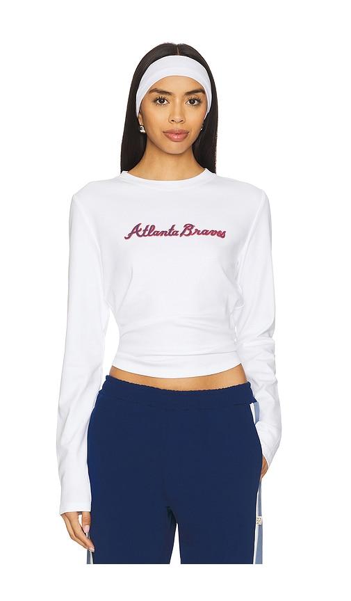 Terez x REVOLVE Atlanta Braves Long Sleeve Baby Tee in White by TEREZ