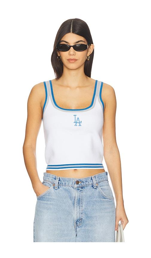 Terez x REVOLVE Dodgers Crop Knit Tank Top in White by TEREZ