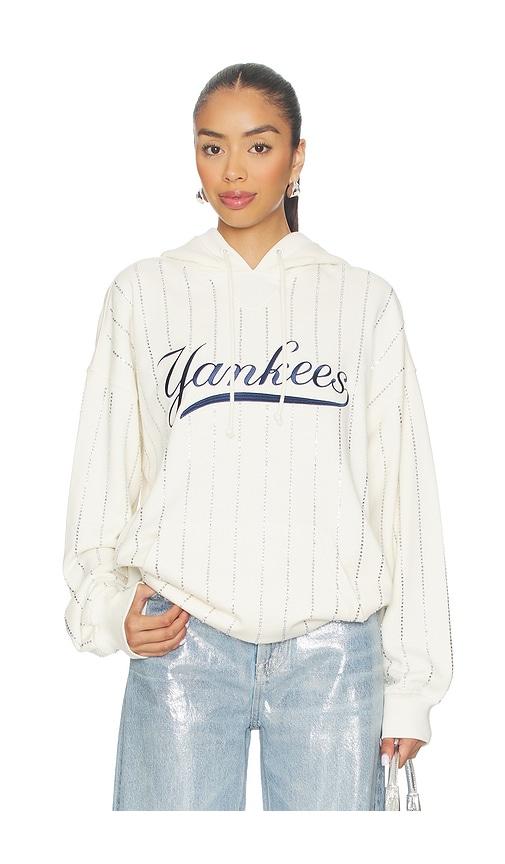 Terez x REVOLVE Yankees Gem Pinstripe Hoodie in White by TEREZ