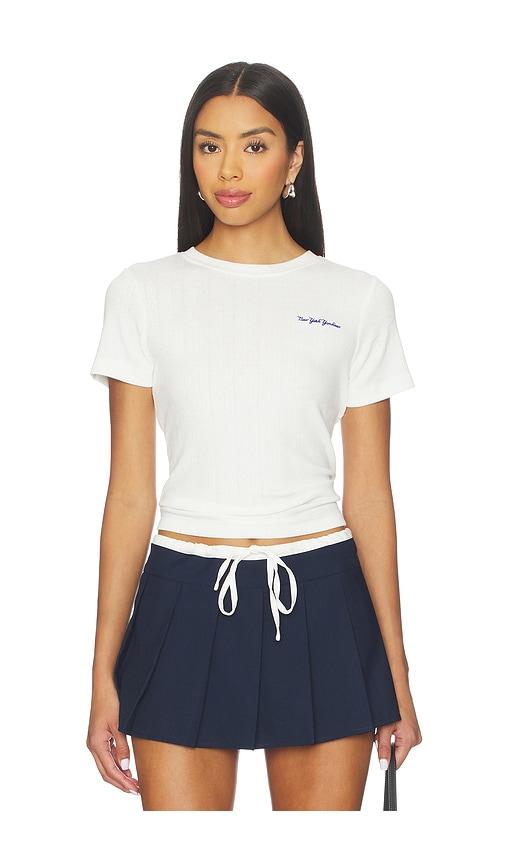 Terez x REVOLVE Yankees Pointelle Baby Tee in White by TEREZ