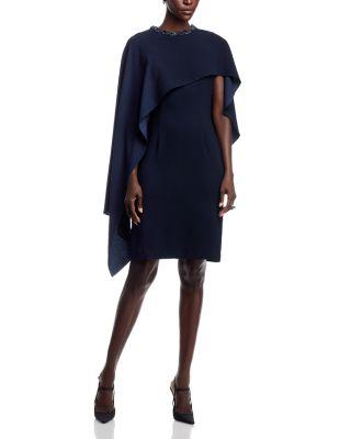 Beaded Neck Cape Dress by TERI JON BY RICKIE FREEMAN
