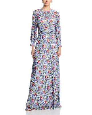 Chiffon Long Sleeve Pleated Gown by TERI JON BY RICKIE FREEMAN